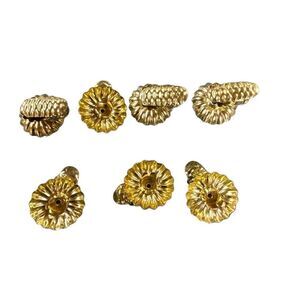 Vintage Gold Christmas Tree Pine Cone Clip on West Germany Candle Holders